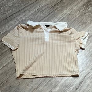 Cream collared crop top